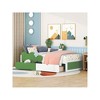 White and Green Twin Bed Frame with Plywood Platform, Grassy Hills and Trees Design, Mattress Foundation with Storage, No Box Spring Needed. - 3 of 4