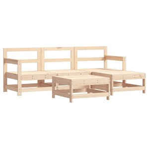vidaXL Garden Lounge Set Natural Pine Solid Pine Wood, Engineered Wood 5 Piece Set - Natural Pine - 1 of 4