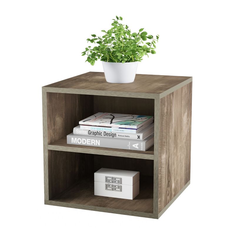 Hasting Home Modern Stackable Modular Cube End Table with Shelves, 2 of 9