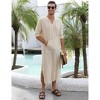 Men's Long Sleeve Kaftan Side Split Long Gown Linen Robe Long Gown Casual Shirt for Beach, Summer - 2 of 4