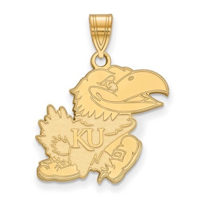 Black Bow Jewelry 14k Yellow Gold Kansas Jayhawks NCAA Large Pendant