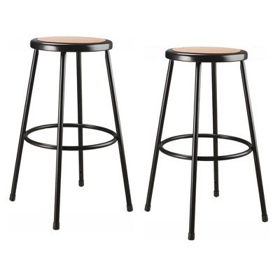 Set of 2 30" Heavy Duty Steel Barstools Black - National Public Seating