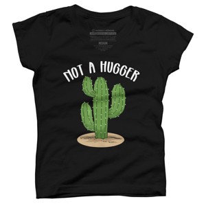 Girl's Design By Humans Not A Hugger Tshirt Botanical Cactus Tee Introvert Succulent By Luckyst T-Shirt - 1 of 2