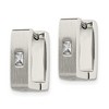 Chisel Stainless Steel Brushed and Polished with Cubic Zirconia 5mm Square Hinged Hoop Earrings - 4 of 4