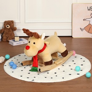 Whisen Toddler Rocking Horse for 1-3 Years Old, Soft Plush Fabric, Safety Belt & Footrests, Steel Frame Support - 1 of 4