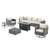 Ovios Venice 9pc Wicker Outdoor Patio Furniture Set Conversation Sofa with a Metal Fire Pit, Swivel Chairs and Cushions - 2 of 4