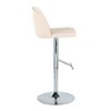 Contemporary Adjustable Barstool with Swivel, Cream Faux Leather, Chrome Metal Base with Straight T Footrest, Set of 2 - 3 of 4