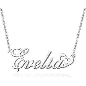 Personalized Name Necklace Sterling Silver Custom Jewelry Gift for Women Heart Name Necklace 4-Silver - 1 of 4