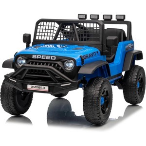 12V Kids Electric Ride-On Truck - Parent Remote Control, 3 Speed Settings, LED Lights & Music Player for Children Ages 3-6 Years - 1 of 4