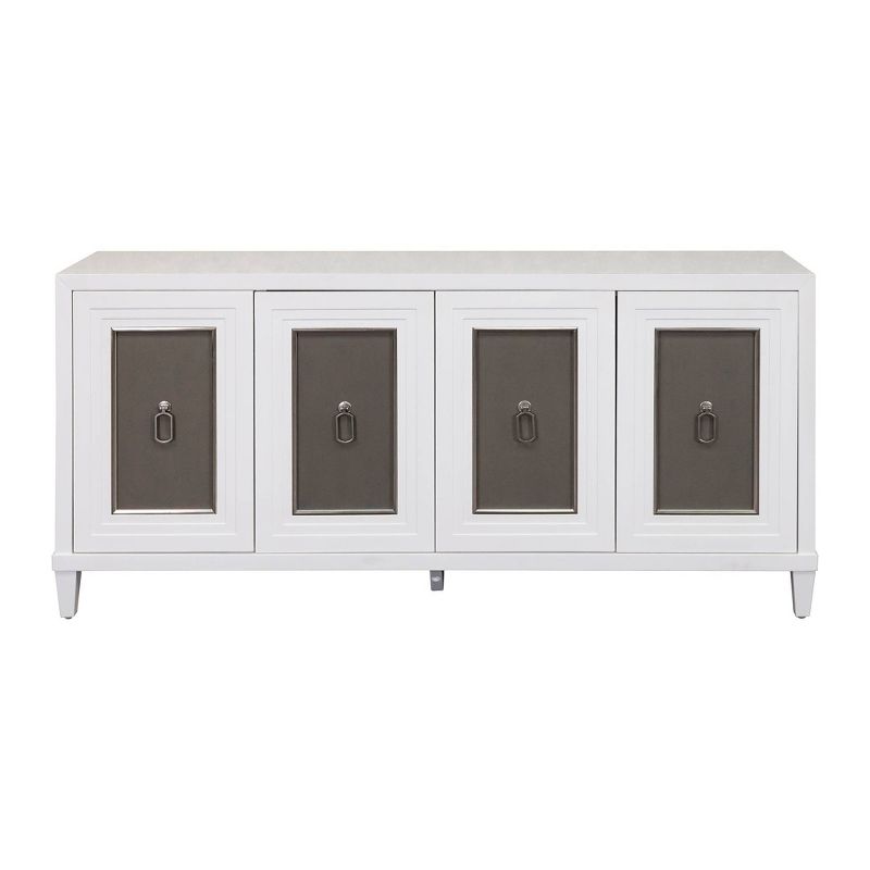 Modern Inlay Design Wood Console for TVs up to 70&#34; Console White/Brown - Tate Collection - Martin Furniture, 1 of 14