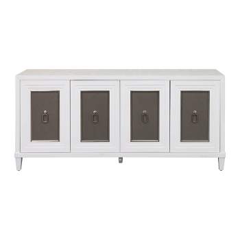 Modern Inlay Design Wood Console for TVs up to 70" Console White/Brown - Tate Collection - Martin Furniture