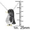 EVERLY JEWELRY | Two-Tone Silver with Black Rhodium Black Diamond Penguin Pendant with Chain - 3 of 4