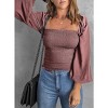 Coolmee Blouses for Women Long Lantern Sleeve Shirts Square Neck Casual Smocked Tunic Tops Spring Fall Winter Clothes - 4 of 4