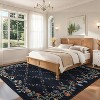 Washable Floral Area Rugs for Living Room - Modern Non-Slip Large Low Pile Carpet with Machine Washable Backing for Bedroom Home Decor - 2 of 4