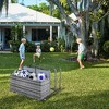 Double Layer Poolside Float Storage - PE Rattan Outdoor Caddy with Rolling Wheels - Sturdy Dark gray Patio Deck Box for Pool and Beach - 3 of 4