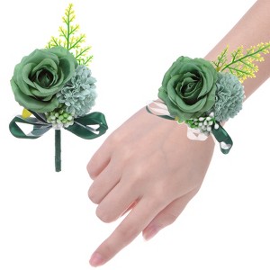 Unique Bargains Wedding Prom Parties Special Events Artificial Wrist Corsage 1 Set - 1 of 4