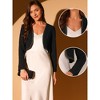 Allegra K Women's Long Sleeve Cropped Contrast Trim Bolero Casual Work Cardigan - 2 of 4