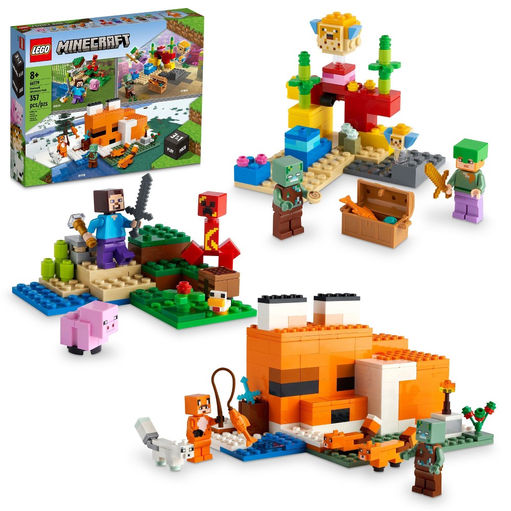 Photos - Construction Toy Lego Minecraft Overworld Adventures 3 in 1 Building Set Pack 66779 