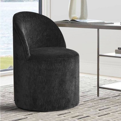 Best Home Office Chair with Wheels Chenille Barrel Upholstered Office Chair Armless for Home Office,Living Room-Tanpinhause