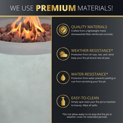 Loren 32-Inch Round Gray Concrete Propane Fire Pit Table