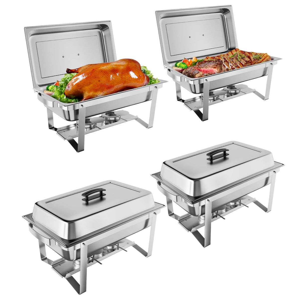 8QT Stainless Steel Chafing Dish Buffet Set – Food Warmers with Water Pan, Folding Frame, Lid Holder, Tweezers – Catering Chafer for Parties,Weddings - thumbnail 8