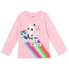 Dreamworks Gabby's Dollhouse MerCat Cakey Cat Kitty Fairy Pandy Paws Girls 2 Pack Graphic Long Sleeve T-Shirts Pink/Blue - 3 of 4
