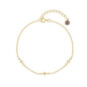 Hollywood Sensation Belissa Dainty Chain Link Bracelet with Cubic Zirconia Accents Gold 6.5 Inches - 1 of 3