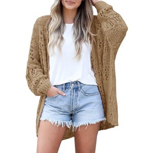 Imily Bela Women's Bohemian Style Cardigan Sweater, Loose Crochet Cardigan Jacket - 1 of 2