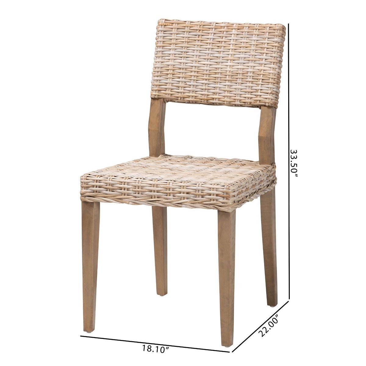 bali & pari Barossa Rattan and Mahogany Wood Dining Chair Kubu Gray/Rustic Taupe - thumbnail 10