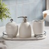 Roselli Trading Dubai 4 pc bathroom accessory set ceramic (shiny stainless steel trim) - 3 of 3