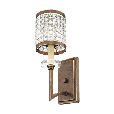 Elegant Palacial Bronze 1-Light Sconce with Crystal Shade