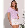 Allegra K Women's Puff Sleeve Square Neck Peasant Floral Blouse - 3 of 4