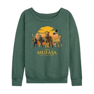 Women's - The Lion King - Sun Group Lightweight French Terry Wide Neck Long Sleeve Shirt - 1 of 4