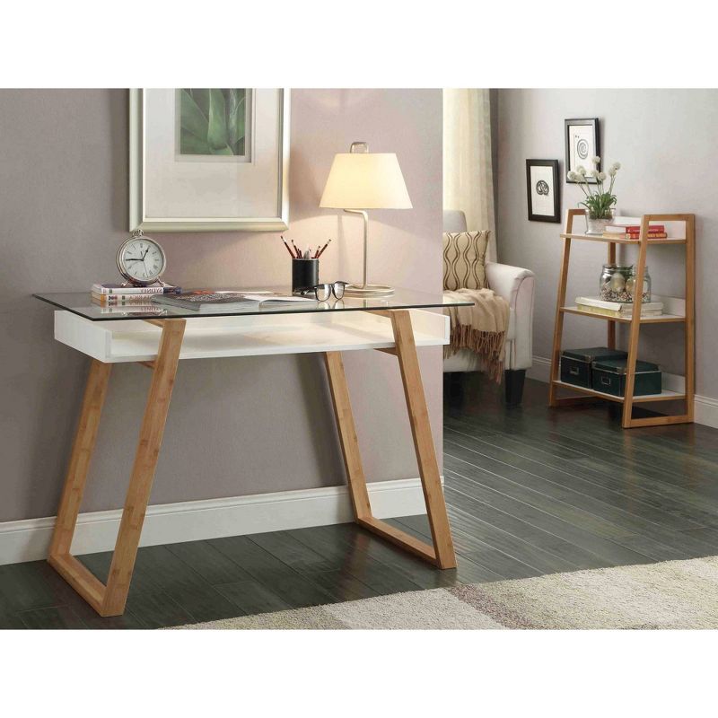 Breighton Home Oslo Sundance Desk and Bookcase Office Set White/Natural, 2 of 7