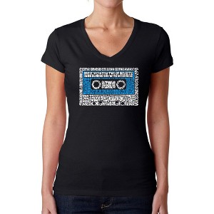 LA Pop Art Women's Word Art V-Neck T-Shirt - 80s One Hit Wonders - 1 of 4