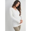Hello Miz Women's Ribbed Knit V Neck Long Sleeve Maternity Sweater Top - 2 of 4