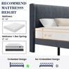 Bed Frame with Wingback Headboard, Velvet Upholstery Platform Bed,No Box Spring Needed - 3 of 4