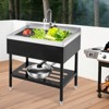 Stainless Steel Utility Sink with Faucet, Single Bowl Kitchen Sink with Adjustable Legs, Storage Shelf,S-Hooks & Hot Cold Water Pipes,Laundry,Garage - 2 of 4