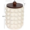 Storied Home Round Stoneware Canister with Raised Dots and Acacia Wood Lid, White and Natural - 2 of 4