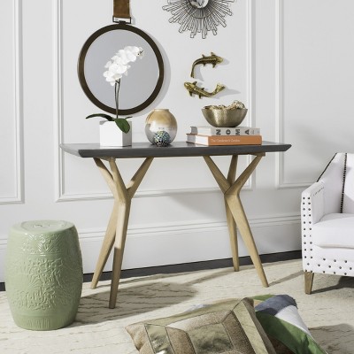 Safavieh Transitional 47" Dark Grey & Brown Concrete-Wood Console Table