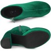 Allegra K Women's Round Toe Zip-Up Faux Velvet Block Heels Ankle Boots - 4 of 4