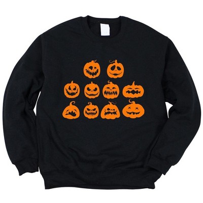 Simply Sage Market Women's Graphic Sweatshirt Halloween Pumpkin Faces