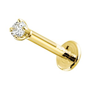 Jewelry Avalanche Unisex 14K Gold 2mm Diamond Labret Studs, Monroe, Lip Ring, 16G - 1 of 4