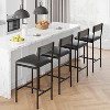 Set of 4 Bar Stools - PU Upholstered Counter Height w/Back & Footrest for Apartment, Counter Bar, Easy Assembly - 3 of 4