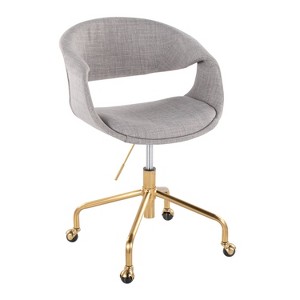 LumiSource Curvo Upholstered 4-Stars Task Chair Gold/Gray Fabric - 1 of 4