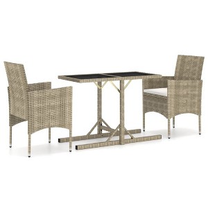 vidaXL Garden Dining Set 3 Piece Outdoor Patio Dinner Seating - Beige - 1 of 4