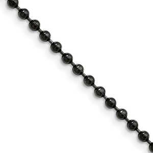 Black Bow Jewelry 3mm Stainless Steel Black-Plated Beaded Chain Necklace - 1 of 4