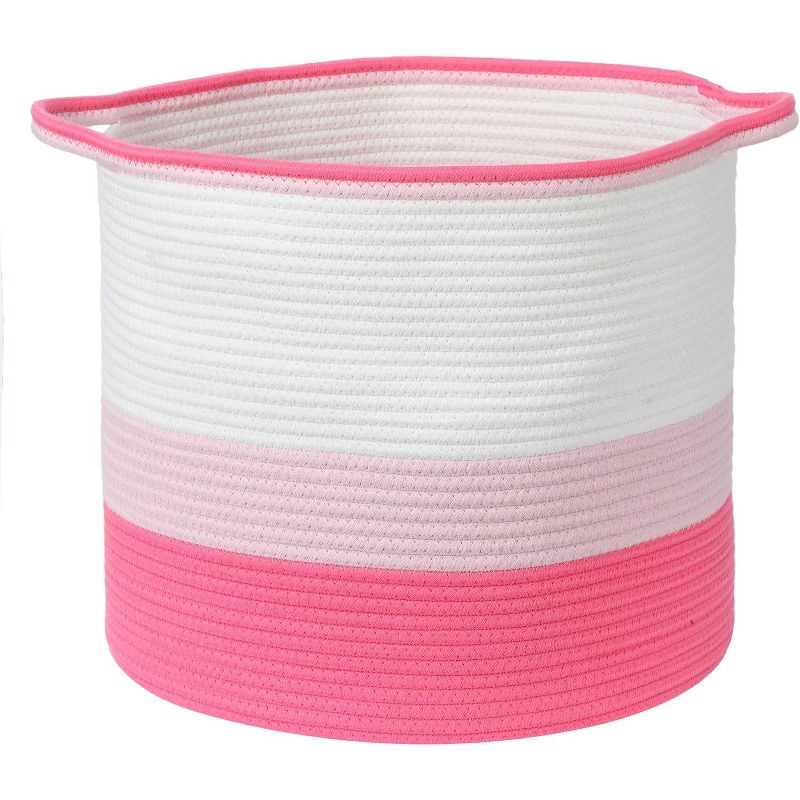 Midlee Pink Toys Cotton Rope Basket- 3 Tone- Nursery Dog Kids Baby Woven Storage Bin Organizer, 4 of 8