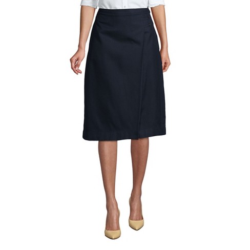 Lands' End Women's Solid A-line Skirt Below The Knee - 8 - Classic Navy ...