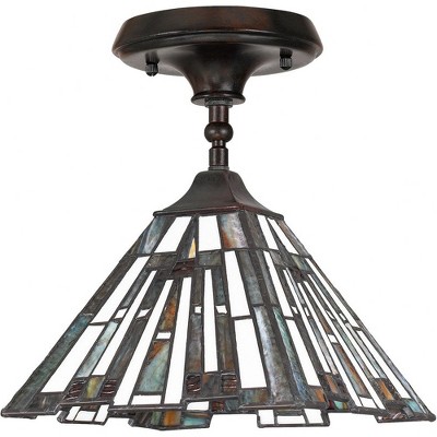 Maybeck 8" Valiant Bronze Tiffany Glass Mini Pendant